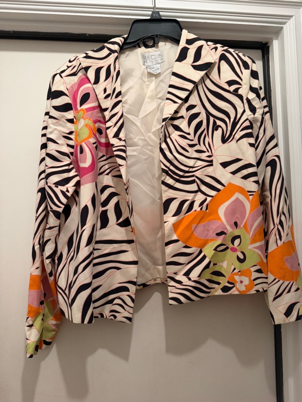 Cline Club Floral Zebra Print Blazer - Pink & Orange